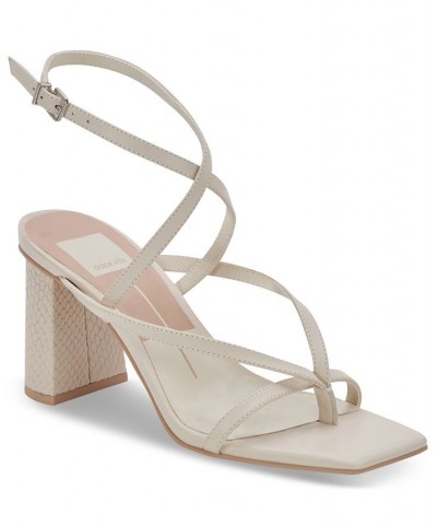 Women's Paroo Square-Toe Strappy Block-Heel Sandals White $47.60 Shoes