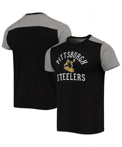 Men's Black, Heathered Gray Pittsburgh Steelers Gridiron Classics Field Goal Slub T-shirt $32.99 T-Shirts