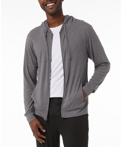 Men's Quick-Dry Stretch Hooded Full-Zip Sleep Jacket Dark Ht Gr $15.79 Pajama