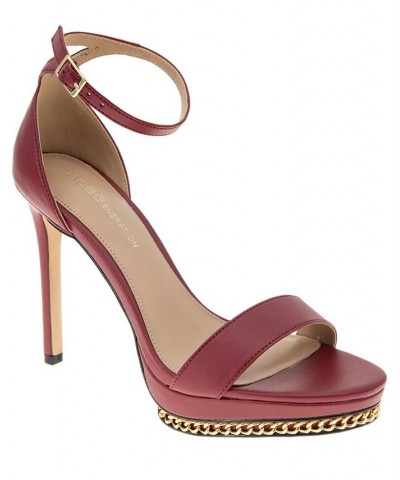 Women's Noelli Chain Detailed Platform Sandal Red $48.79 Shoes