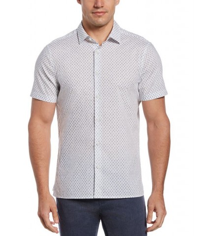 Men's Scribble Dot Print Stretch Short Sleeve Button-Down Shirt White $37.59 Shirts