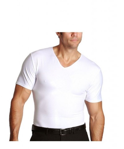 Men's Big & Tall Insta Slim Compression Short Sleeve V-Neck T-Shirt White $47.91 Undershirt