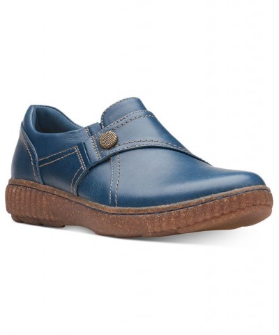 Women's Caroline Pearl Slip-On Flats Blue $48.00 Shoes