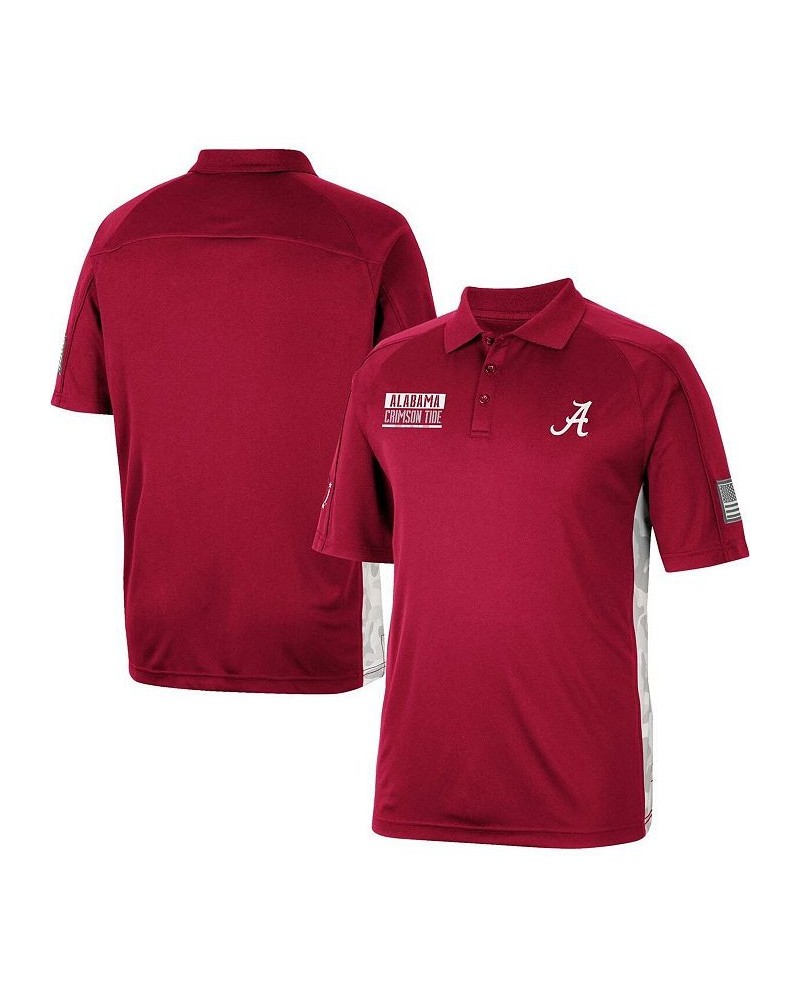 Men's Crimson Alabama Crimson Tide OHT Military-Inspired Appreciation Snow Camo Raglan Polo Shirt $27.60 Polo Shirts