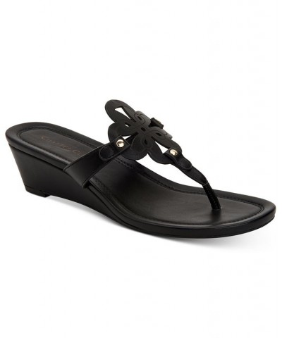 Penelopee Wedge Slide Sandals Black $24.40 Shoes