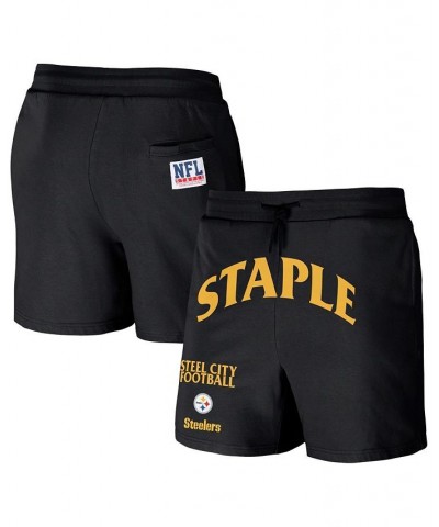 Men's NFL X Staple Black Pittsburgh Steelers New Age Throwback Vintage-Like Wash Fleece Short $29.14 Shorts