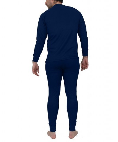 Men's Winter Thermal Top and Bottom, 4 Piece Set Navy and Natural $31.98 Undershirt