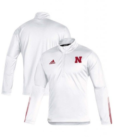 Men's White Nebraska Huskers 2021 Sideline Primeblue Quarter-Zip Jacket $31.02 Jackets
