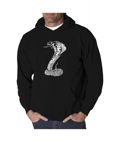 Men's Word Art Hooded Sweatshirt - Types of Snakes Black $25.80 Sweatshirt
