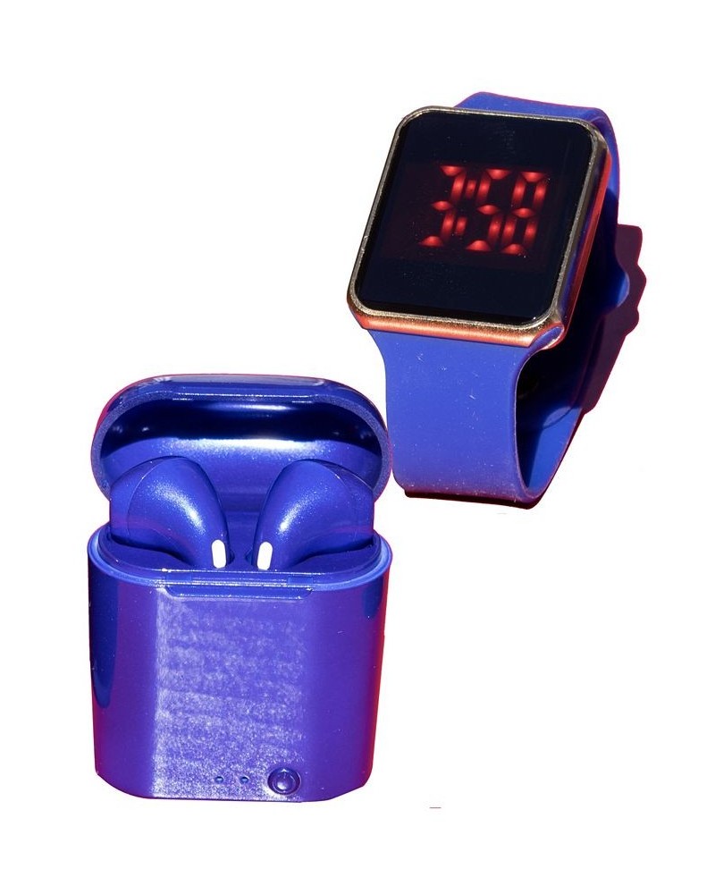 Unisex LED Touch Watch and Wireless Headphones with Portable Charging Case Set $20.64 Watches