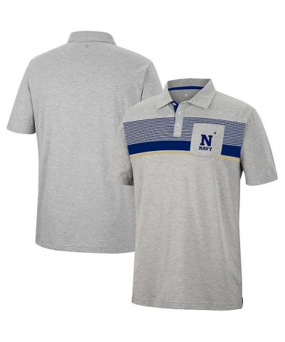 Men's Heathered Gray Navy Midshipmen Golfer Pocket Polo Shirt $28.04 Polo Shirts