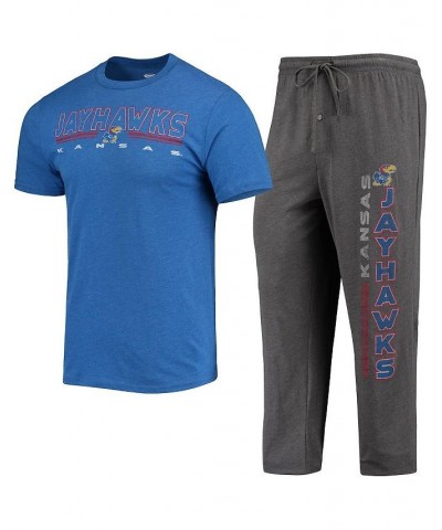 Men's Heathered Charcoal, Royal Kansas Jayhawks Meter T-shirt and Pants Sleep Set $36.39 Pajama