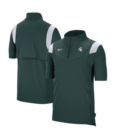 Men's Green Michigan State Spartans 2021 Coaches Short Sleeve Quarter-Zip Jacket $33.47 Jackets