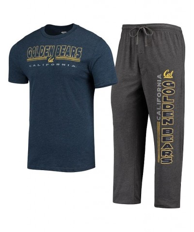 Men's Heathered Charcoal, Navy Cal Bears Meter T-shirt and Pants Sleep Set $29.40 Pajama