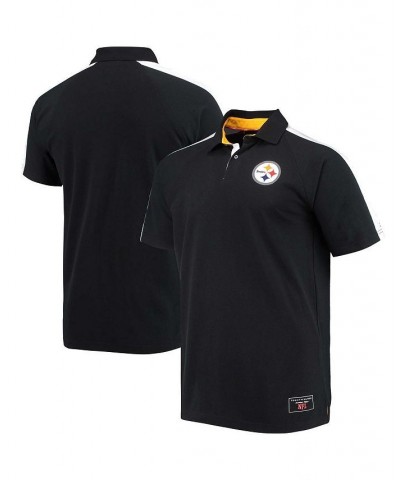 Men's Black, White Pittsburgh Steelers Holden Raglan Polo Shirt $29.76 Polo Shirts