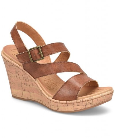 Women's Schirra Comfort Wedge Sandals Tan/Beige $51.45 Shoes