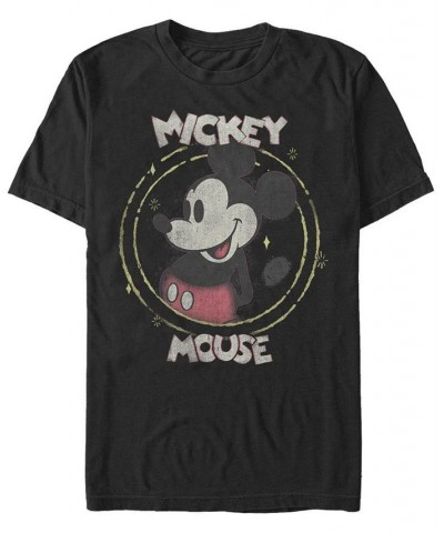 Men's Happy Mickey Short Sleeve Crew T-shirt Black $15.40 T-Shirts