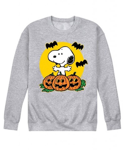 Men's Peanuts Snoopy Pumpkins Fleece T-shirt Gray $30.79 T-Shirts