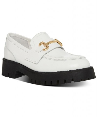 Women's Lando Tailored Lug Sole Bit Loafers White $41.42 Shoes