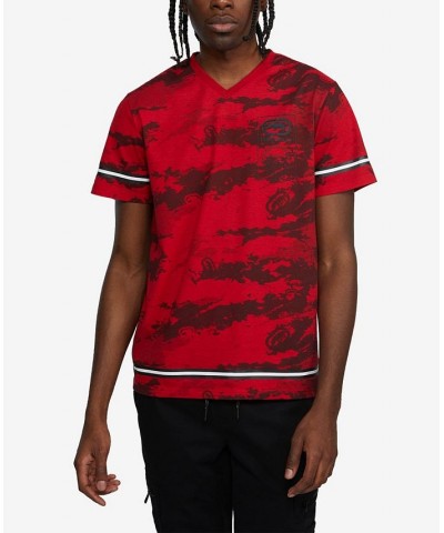 Men's Big and Tall Short Sleeves Wrap Around T-shirt Red $26.88 T-Shirts