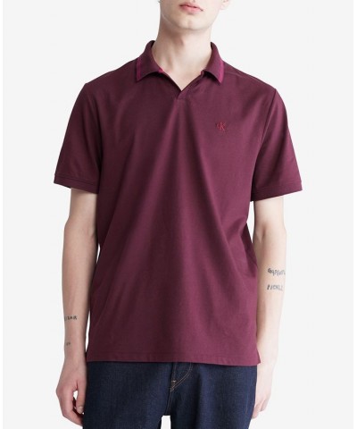 Men's Smooth Open Placket Short-Sleeve Logo Polo Shirt Purple $21.00 Shirts