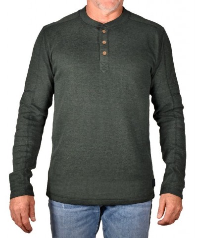 Men's Heathered Rib Stretch Henley T-shirt Dark Navy $34.06 T-Shirts