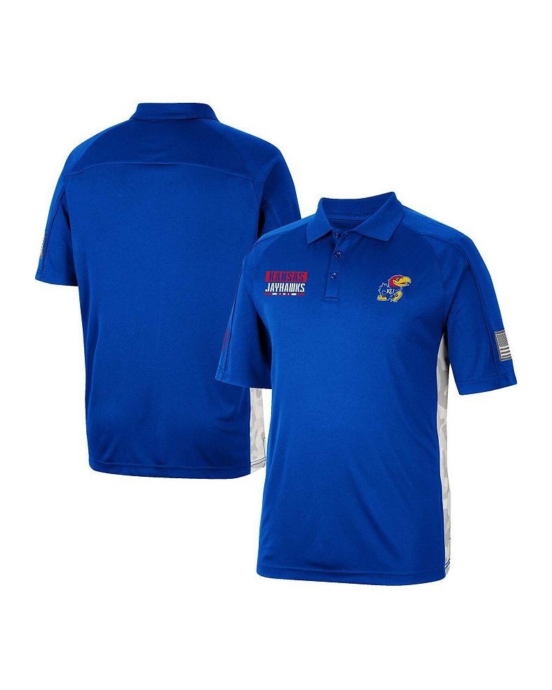 Men's Royal Kansas Jayhawks OHT Military-Inspired Appreciation Snow Camo Polo Shirt $33.59 Polo Shirts