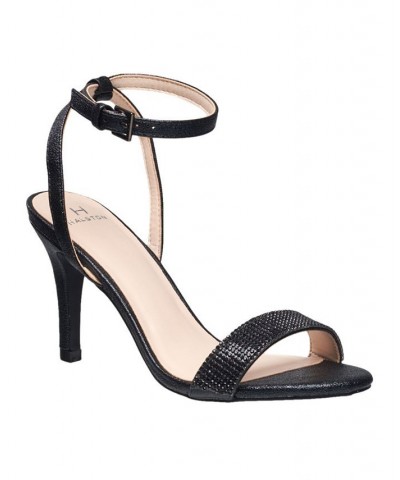 Women's Party Pointed Ankle Strap Sandals Black $49.68 Shoes