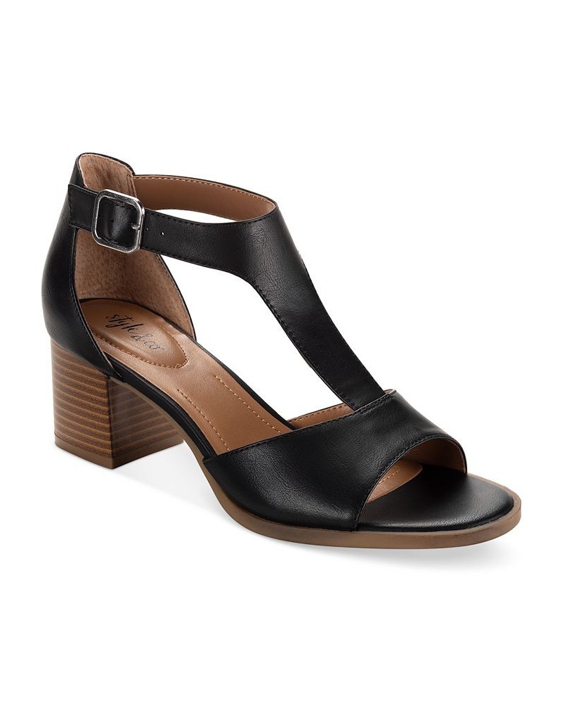 Kendaall T-Strap Dress Sandals Black $38.96 Shoes