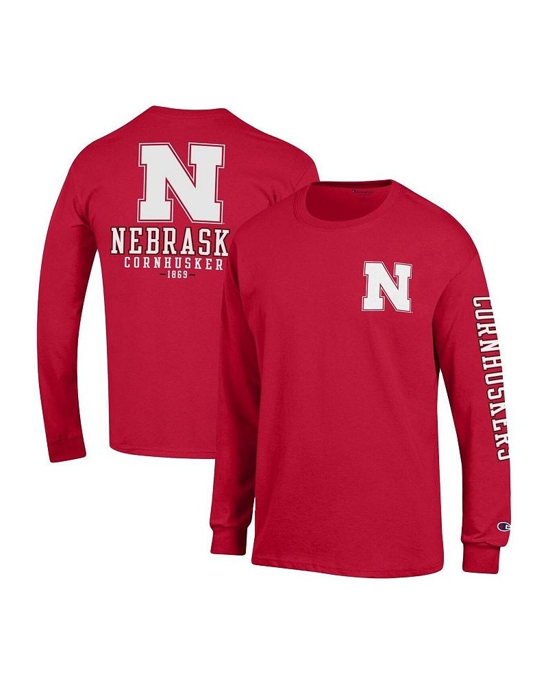 Men's Scarlet Nebraska Huskers Team Stack Long Sleeve T-shirt $20.00 T-Shirts