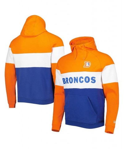 Men's Royal, Orange Denver Broncos Colorblock Throwback Pullover Hoodie $30.36 Sweatshirt