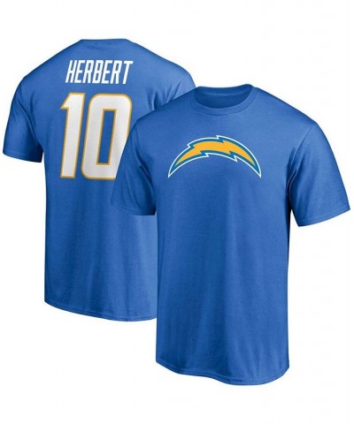 Men's Justin Herbert Powder Blue Los Angeles Chargers Player Icon Name and Number T-shirt $17.28 T-Shirts