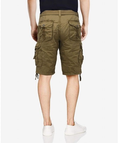 Men's Belted Twill Tape Detail Cargo Short Tan/Beige $20.43 Shorts