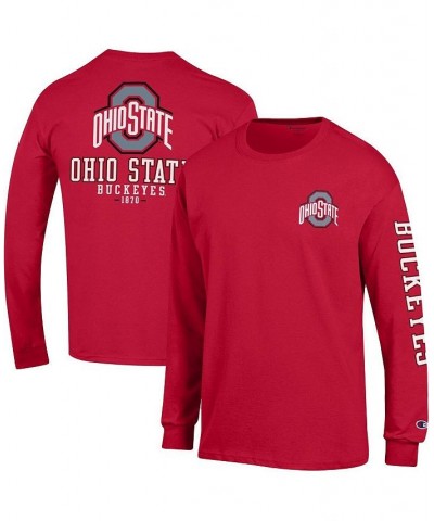 Men's Scarlet Ohio State Buckeyes Team Stack 3-Hit Long Sleeve T-shirt $28.99 T-Shirts