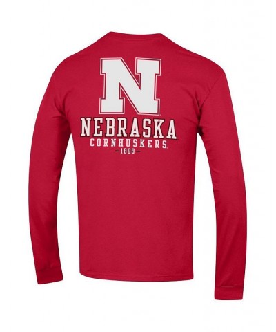 Men's Scarlet Nebraska Huskers Team Stack Long Sleeve T-shirt $20.00 T-Shirts
