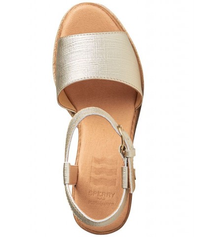 Women's Fairwater PLUSHWAVE Wedge Sandals Gold $24.40 Shoes