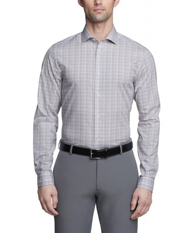 Men's Steel Plus Slim Fit Stretch Wrinkle Free Dress Shirt Gray $29.93 Dress Shirts