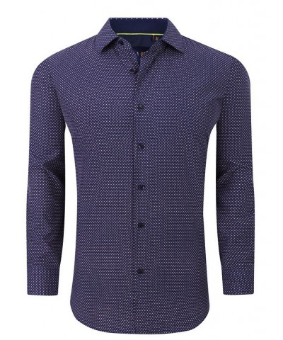 Men's Geometric Four-Way Stretch Button Down Shirt Navy Geometric $18.54 Shirts