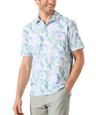 Men's Floating Fronds Islandzone Botanical-Print PiquÉ Polo Shirt Blue $51.60 Polo Shirts