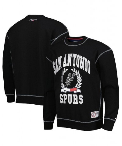 Men's Black San Antonio Spurs Peter French Terry Pullover Crew Sweatshirt $28.70 Sweatshirt