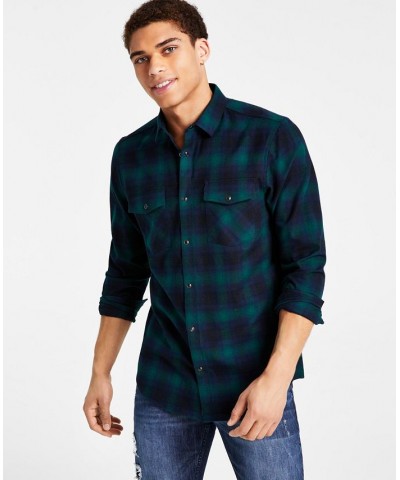 Men's Nume Classic-Fit Plaid Button-Down Shirt Green $21.56 Shirts