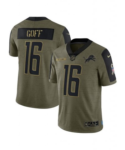 Men's Jared Goff Olive Detroit Lions 2021 Salute To Service Limited Player Jersey $64.39 Jersey