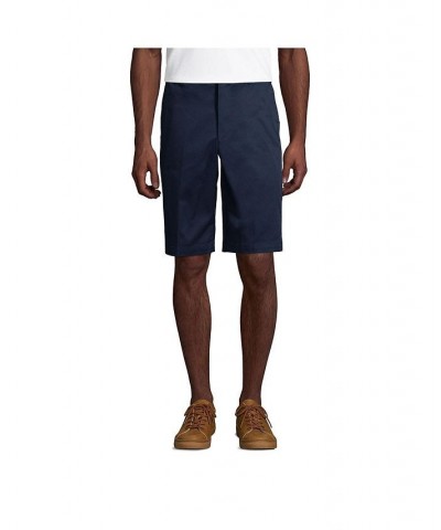 School Uniform Men's Plain Front Blend Chino Shorts Blue $29.97 Shorts