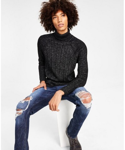 Men's Classic-Fit Metallic Cable-Knit Turtleneck Sweater Black $18.49 Sweaters
