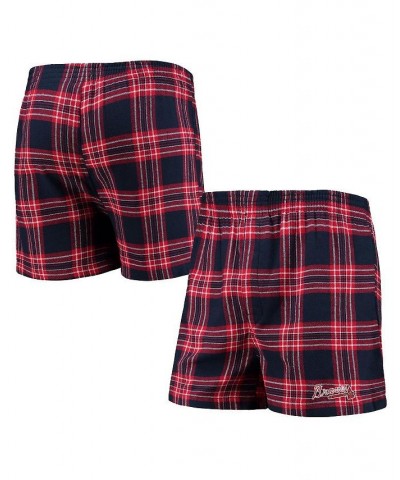 Men's Navy and Red Atlanta Braves Takeaway Flannel Boxers $19.59 Underwear