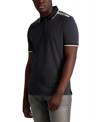 Men's Regular-Fit Tipped Logo-Taped 1/4-Zip Polo Shirt Black $34.75 Shirts