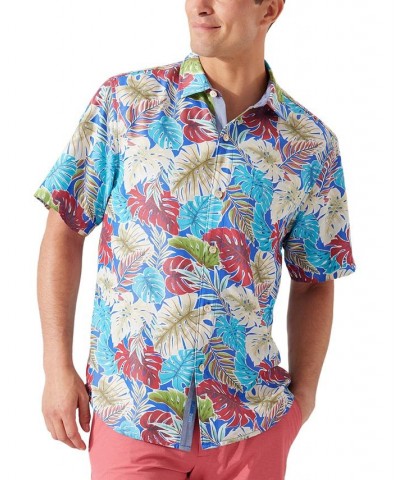 Men's Coconut Point Fronds Mosaic IslandZone Camp Shirt Blue $37.32 Shirts