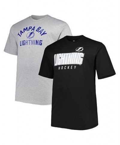 Men's Black, Heather Gray Tampa Bay Lightning Big and Tall Two-Pack T-shirt Set $33.60 T-Shirts