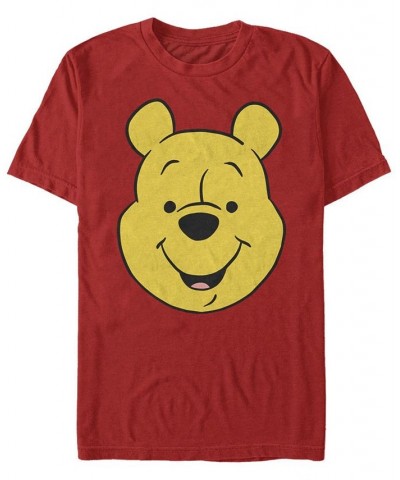 Men's Winnie Pooh Big Face Short Sleeve Crew T-shirt Red $16.45 T-Shirts