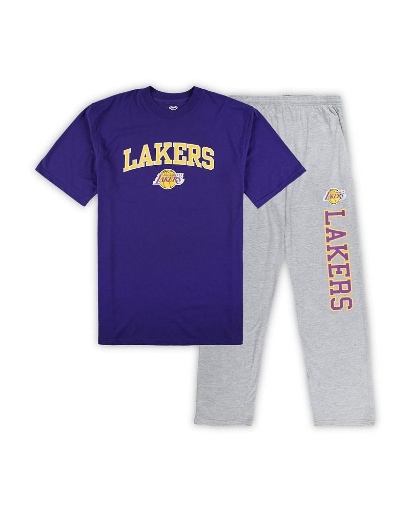 Men's Purple, Heather Gray Los Angeles Lakers Big and Tall T-shirt and Pajama Pants Sleep Set $28.38 Pajama